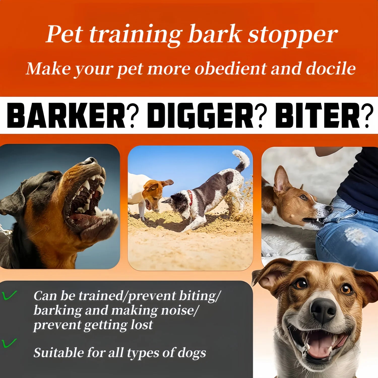 Waterproof Anti-Bark Collar - Vibration & Static Correction Training