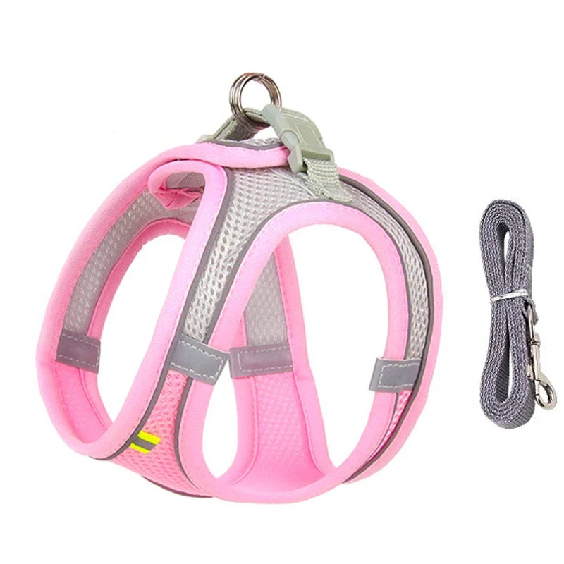 Adjustable Puppy Harness Set - Reflective Vest with Leash for Small Dogs
