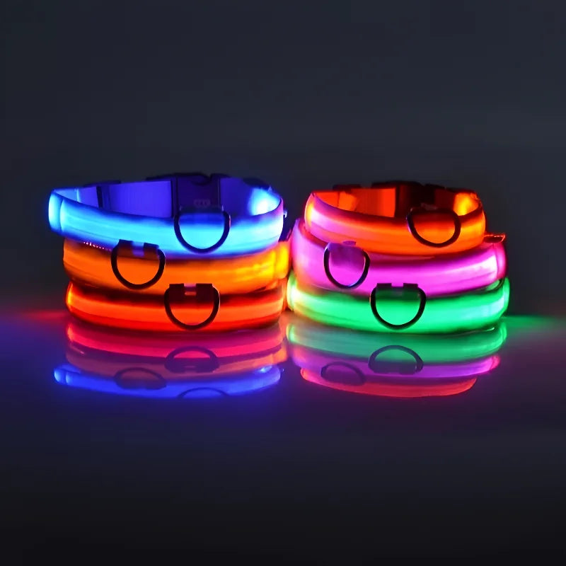 LED Dog Collar – Luminous Nylon Night Safety Collar for Pets