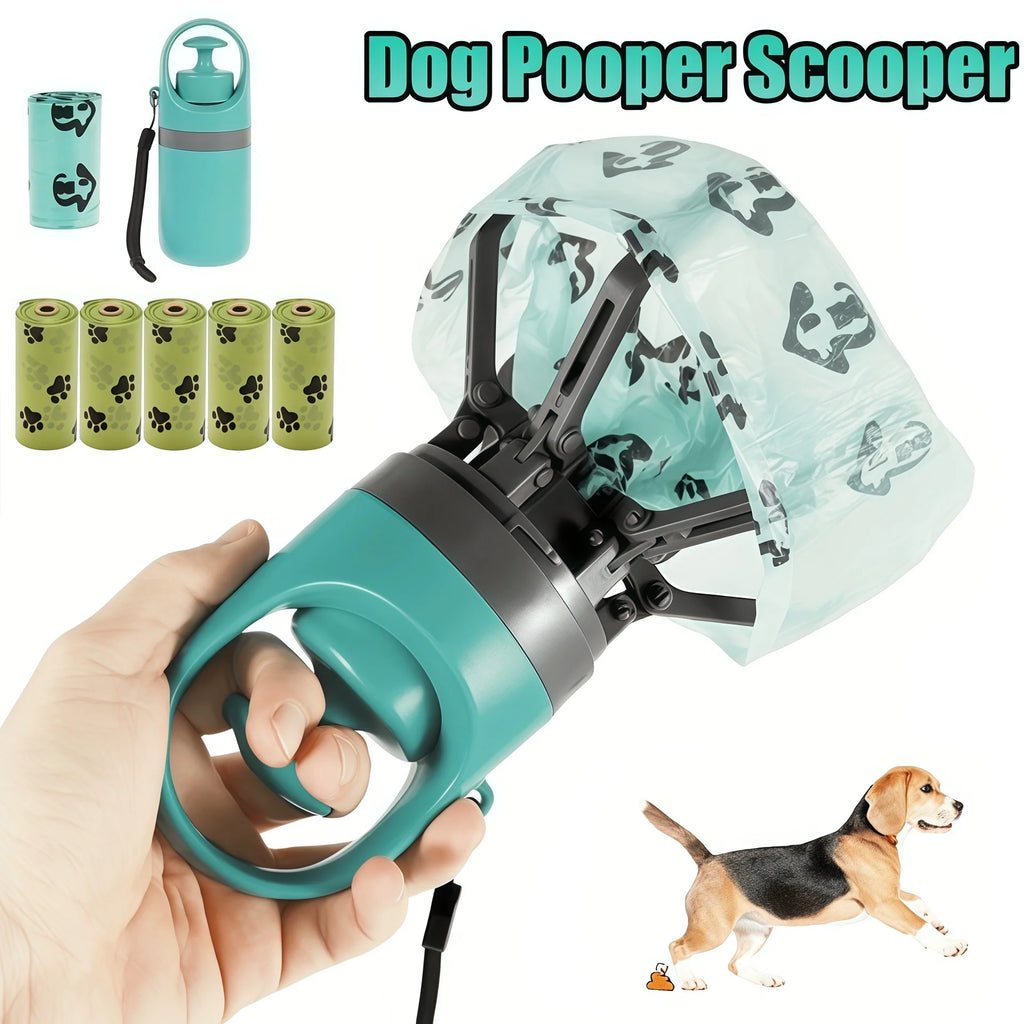 Portable Poop Scooper - Handheld Waste Cleaner with Built-in Bag Dispenser