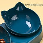 3-in-1 Pet Bowl Set – Tilted Cat & Dog Food Bowl with Water Feeder