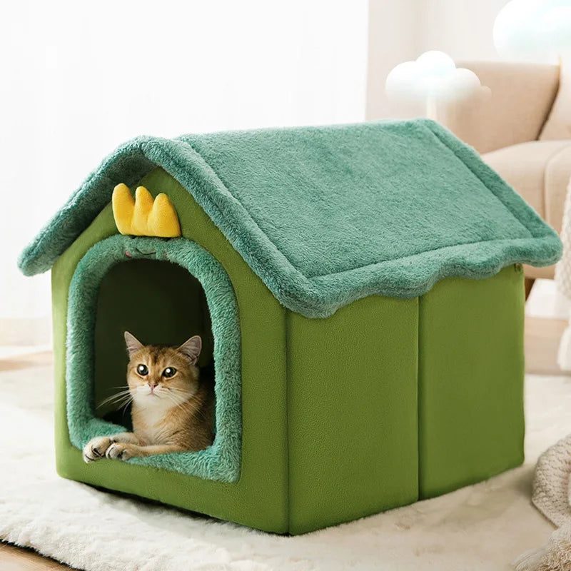 Foldable Dog & Cat House Bed – Warm Pet Nest for Small & Medium Pets