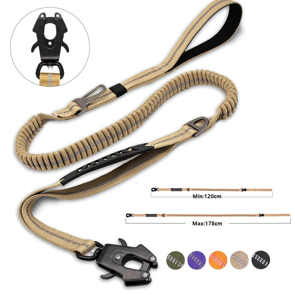 Reflective Bungee Dog Leash – Heavy-Duty No-Pull Leash with Seatbelt