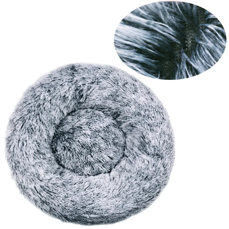 Round Plush Pet Bed – Soft Warm Dog & Cat Bed for Winter