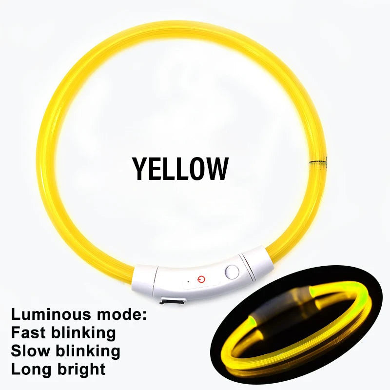 USB Rechargeable LED Dog Collar - 3 Mode Glow Collar for Night Safety