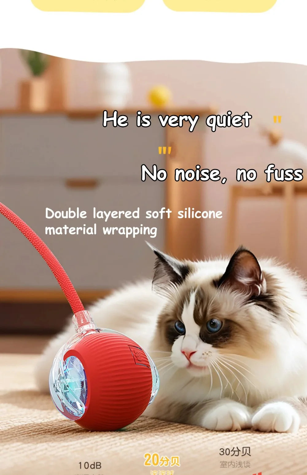 Automatic Cat Ball Toy – Smart Rolling Ball with Faux Tail