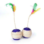 Sisal Cat Scratching Ball – Interactive Feather Toy for Kittens