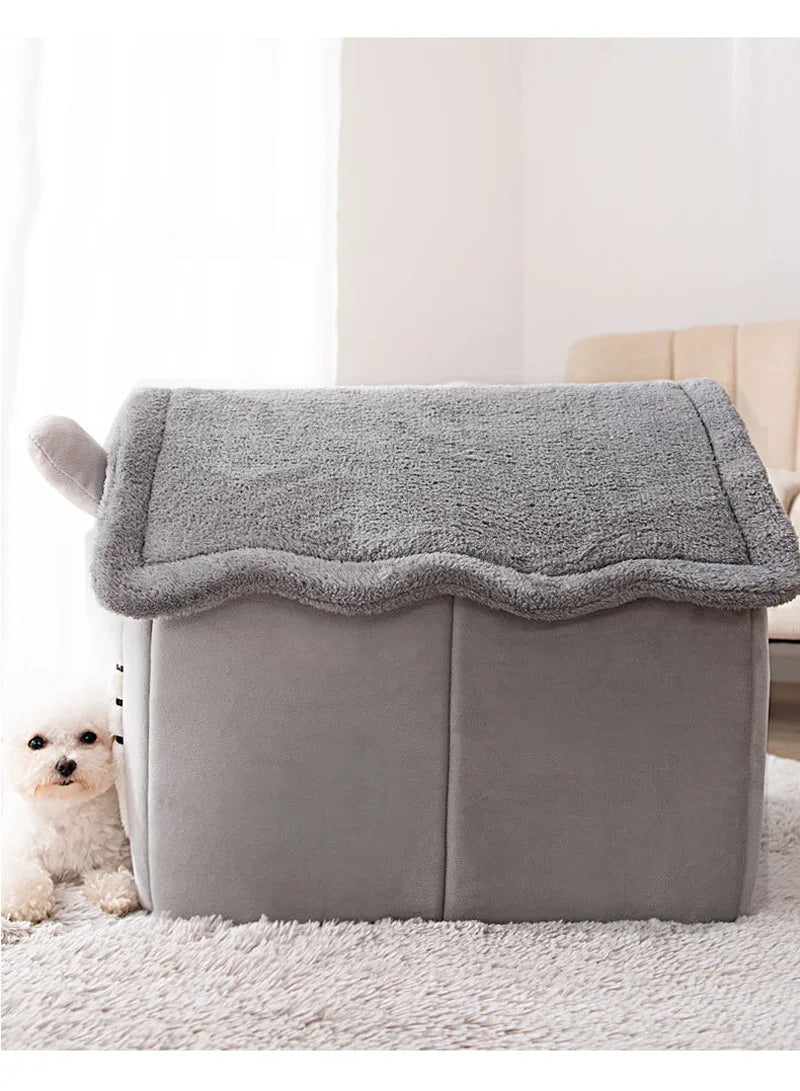 Foldable Dog & Cat House Bed – Warm Pet Nest for Small & Medium Pets