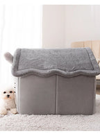 Foldable Dog & Cat House Bed – Warm Pet Nest for Small & Medium Pets