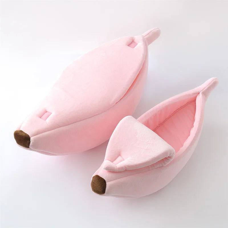 Banana Cat Bed - Cute Fruit-Shaped Pet Bed with Thick Cushion