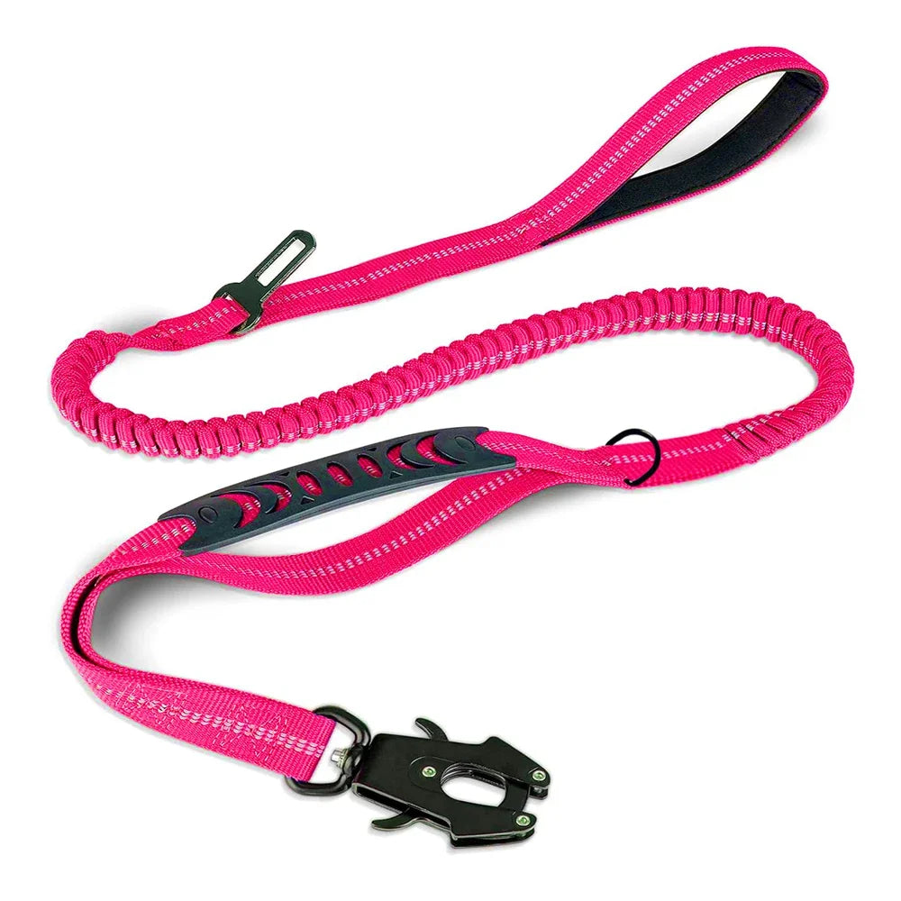 Reflective Bungee Dog Leash – Heavy-Duty No-Pull Leash with Seatbelt
