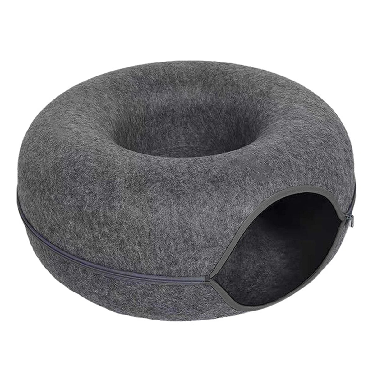 Felt Donut Cat Bed – 2-in-1 Hideaway & Tunnel for Cats