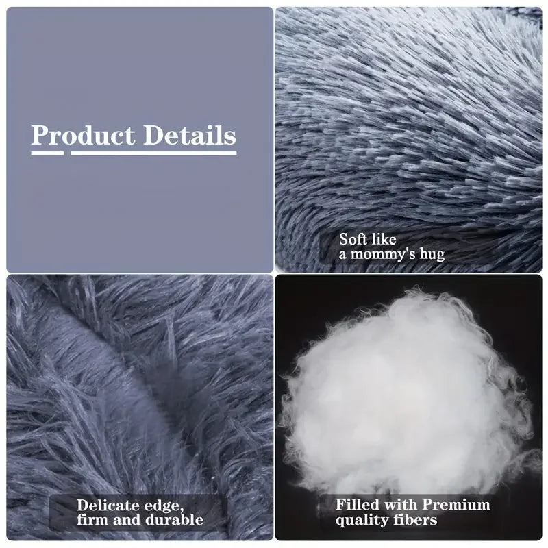 Round Plush Pet Bed – Warm Washable Dog & Cat Sofa