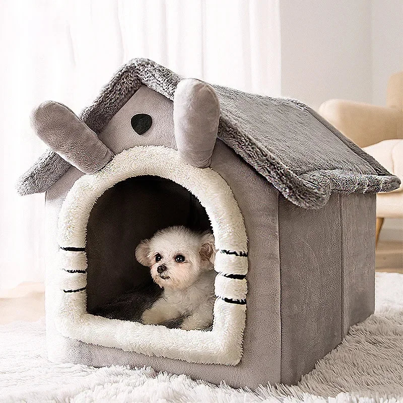 Foldable Dog & Cat House Bed – Warm Pet Nest for Small & Medium Pets