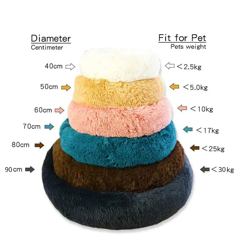 Round Plush Pet Bed – Soft Warm Dog & Cat Bed for Winter