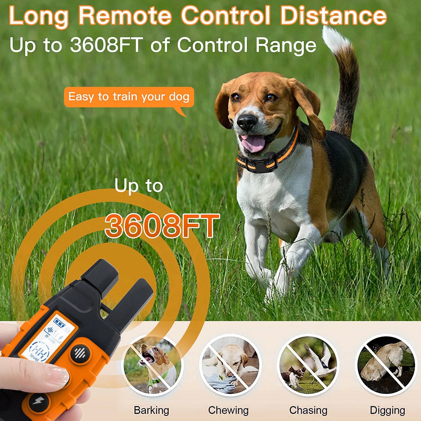 3300FT Dog Training Collar - Long Range Remote for 5-120lb Dogs