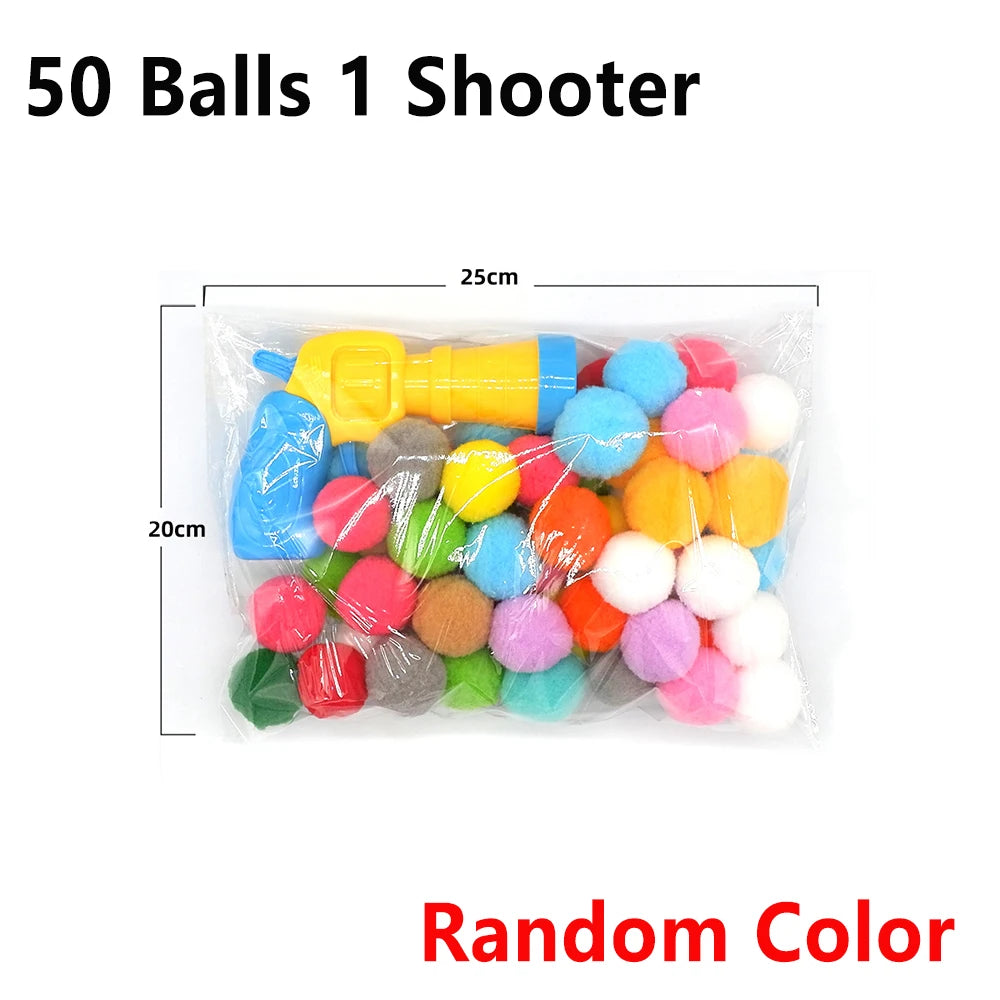 Cat Ball Launcher Toy - 10-100 Plush Balls with Shooting Gun