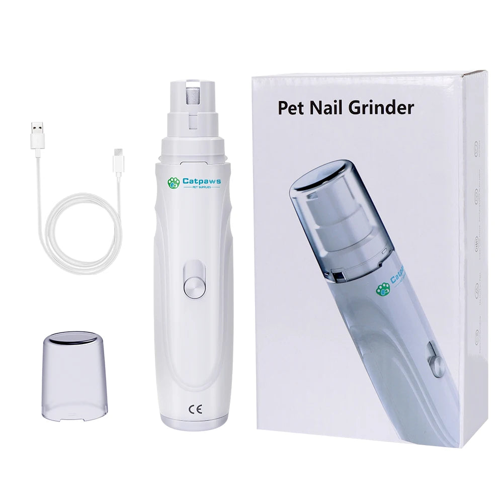 USB Rechargeable Dog Nail Grinder - Quiet Electric Claw Trimmer with 2 Speeds