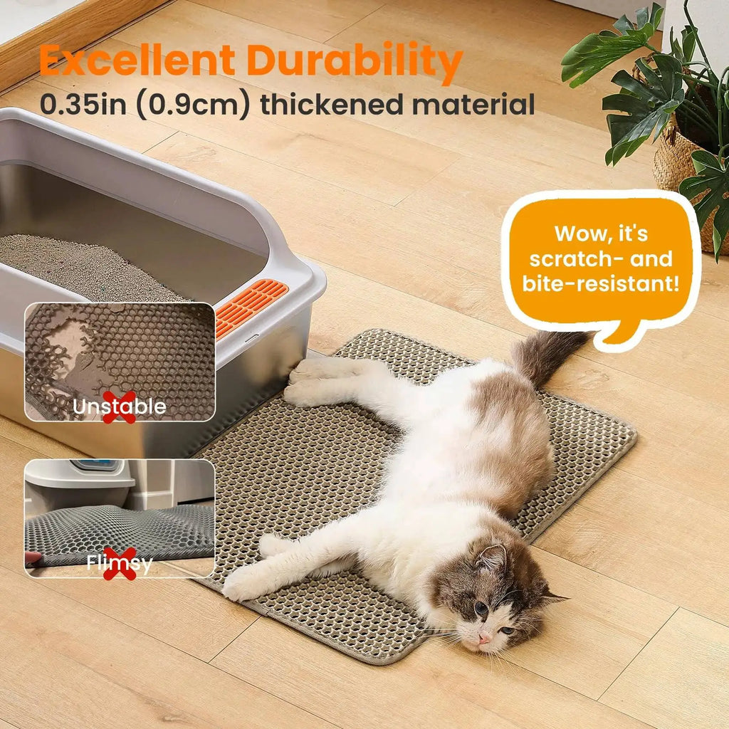 Honeycomb Cat Litter Mat - Double Layer Waterproof & Easy Clean Design