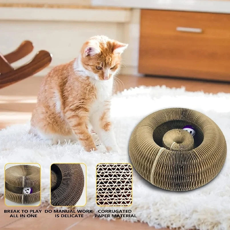 Foldable Cat Scratcher Bed - Curved Cardboard Scratcher & Lounge