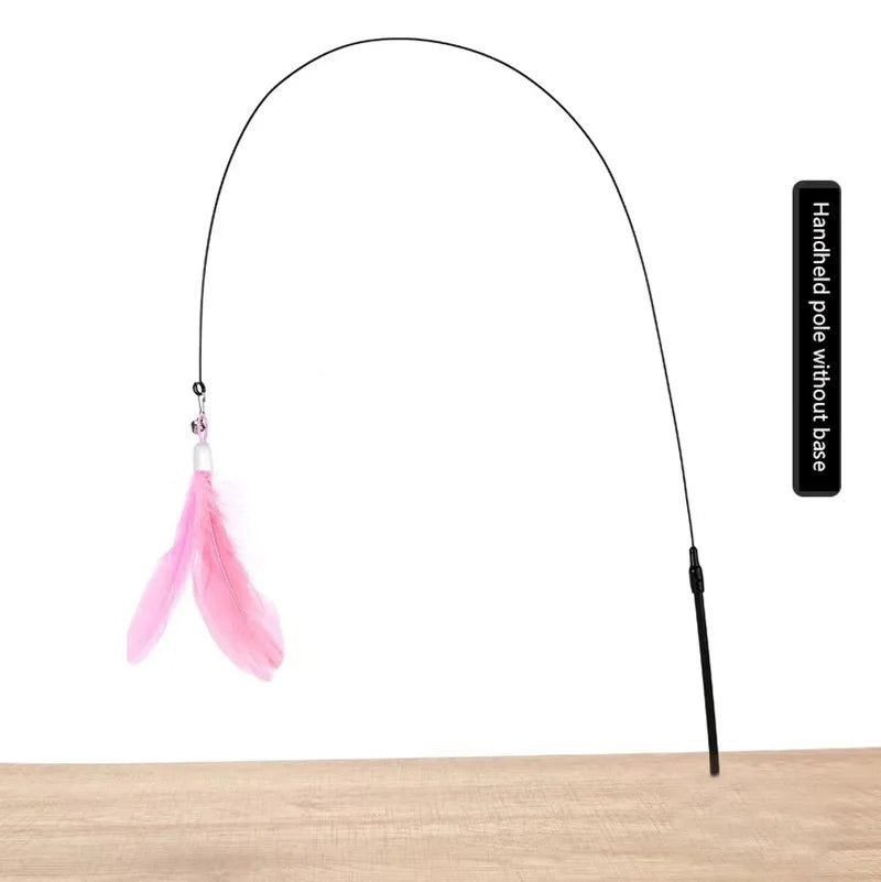 Cat Teaser Wand Toy – Bell & Replaceable Feather Interactive Stick