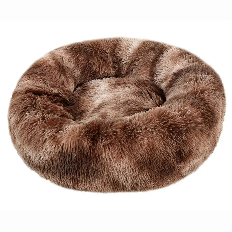 Round Plush Pet Bed – Soft Warm Dog & Cat Bed for Winter