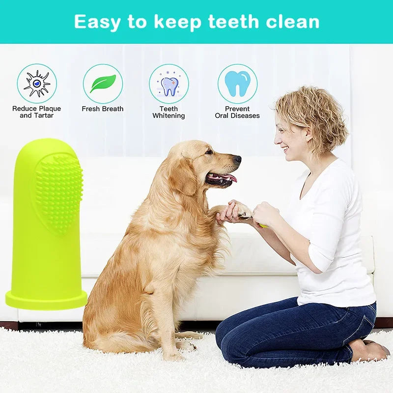 Pet Finger Toothbrush - Super Soft Silicone Teeth Cleaning Tool for Dogs & Cats
