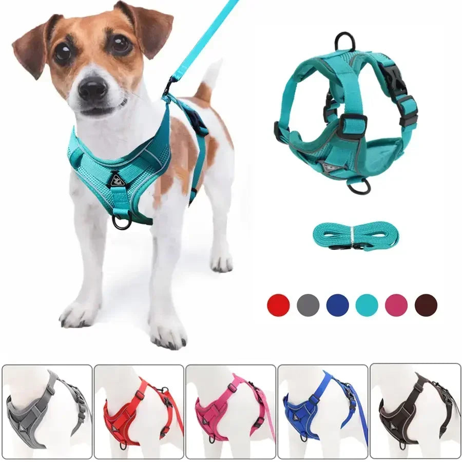 No-Pull Dog & Cat Harness Set – Adjustable Reflective Vest with Leash