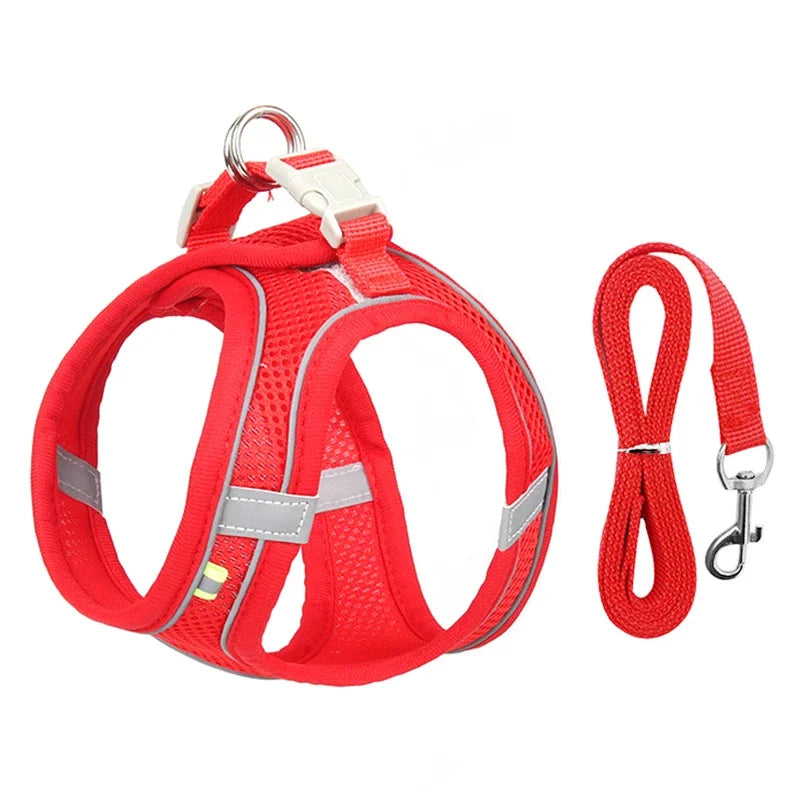 Adjustable Puppy Harness Set - Reflective Vest with Leash for Small Dogs