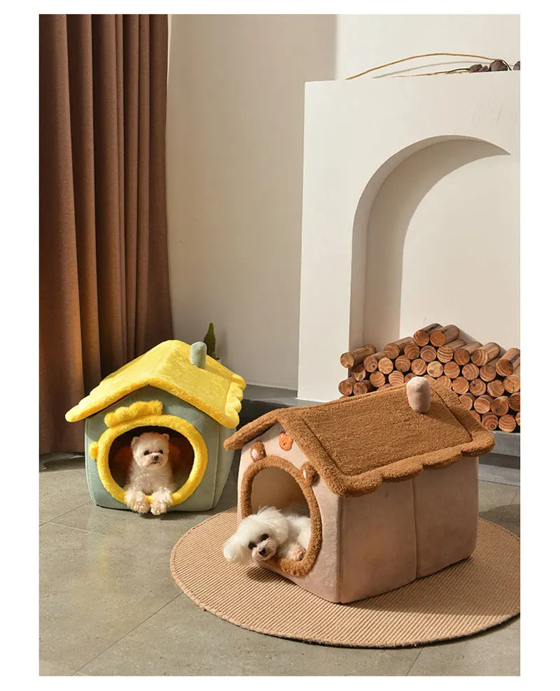 Foldable Dog & Cat House Bed – Warm Pet Nest for Small & Medium Pets