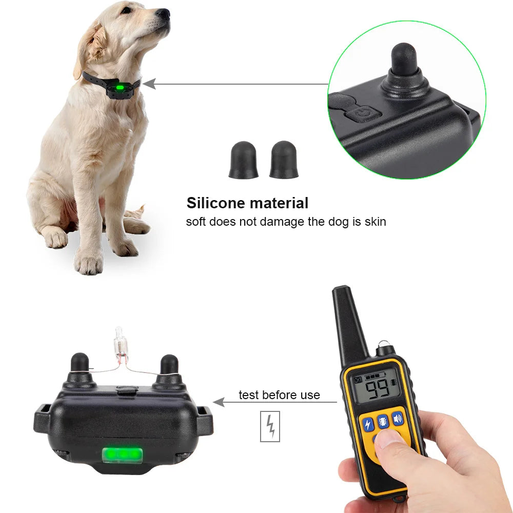 Waterproof Dog Training Collar - 800M Remote with 99 Vibration/Shock Levels