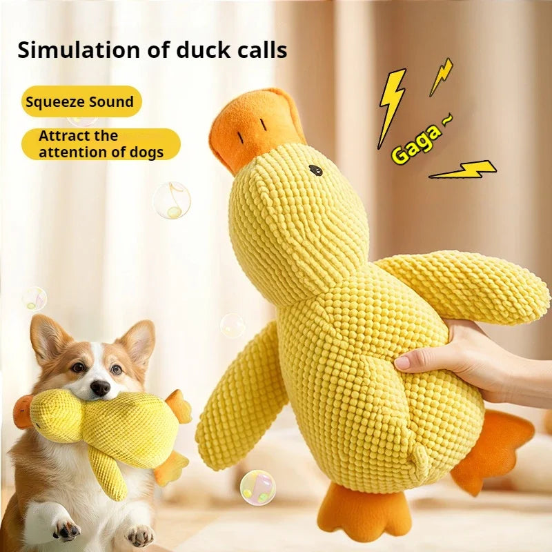 Plush Duck Dog Toy – Bite-Resistant Chew Toy with Squeaker