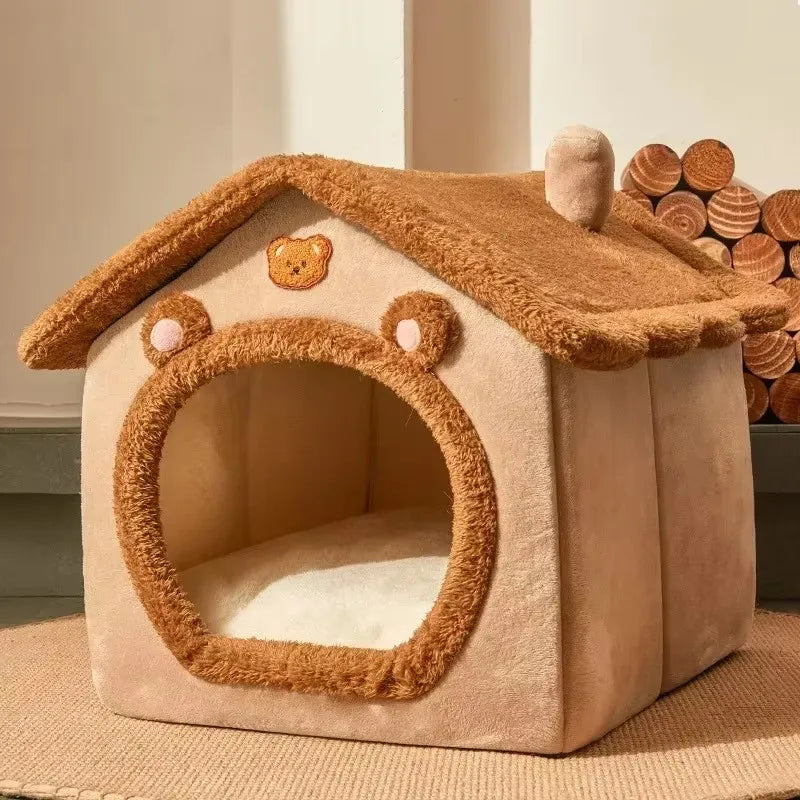 Foldable Dog & Cat House Bed – Warm Pet Nest for Small & Medium Pets