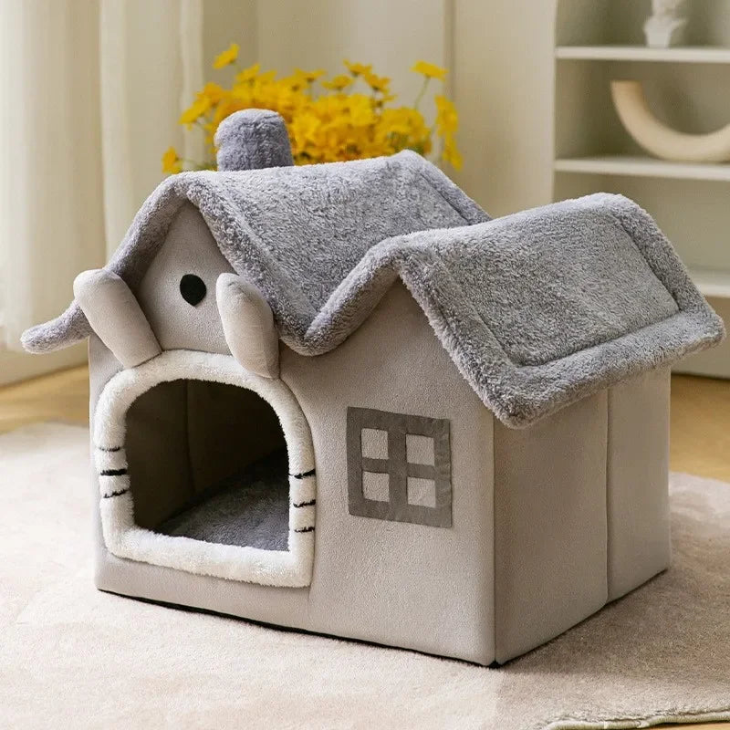 Foldable Dog & Cat House Bed – Warm Pet Nest for Small & Medium Pets