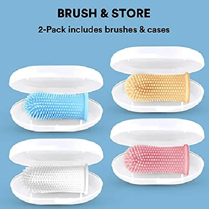 Pet Finger Toothbrush - Super Soft Silicone Teeth Cleaning Tool for Dogs & Cats