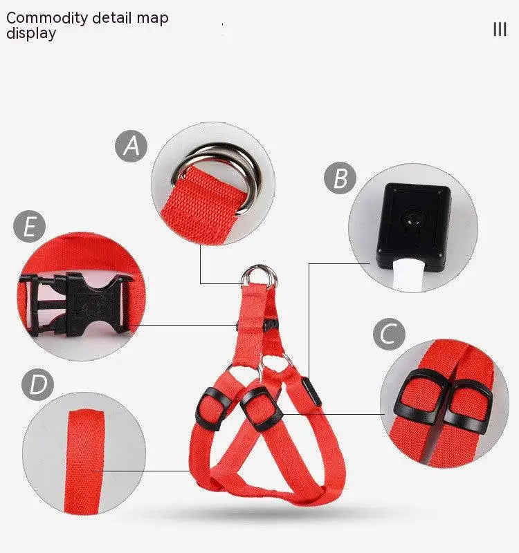 LED Glow Dog Harness - Reflective No-Pull Harness with 3 Light Modes