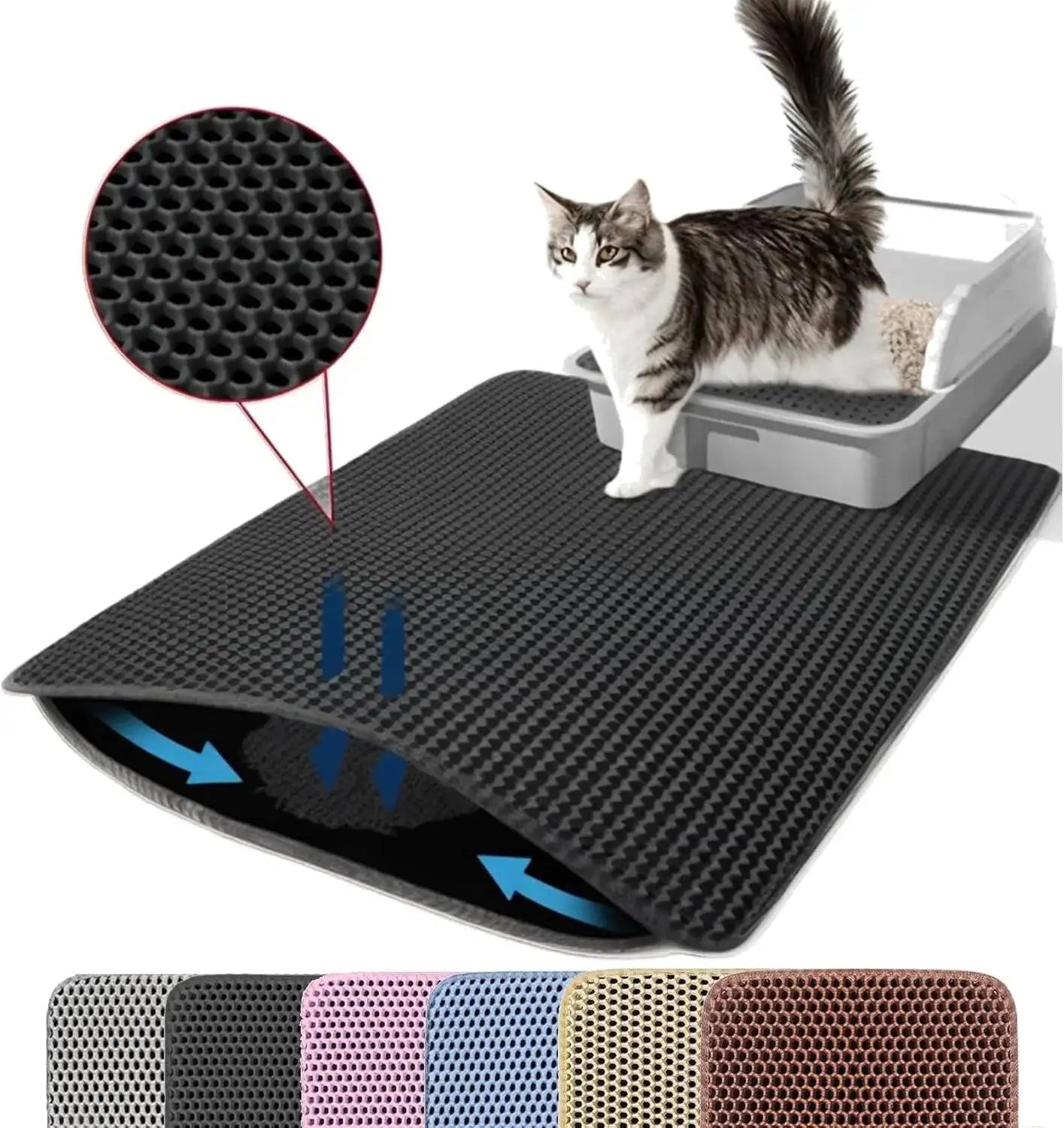 Honeycomb Cat Litter Mat - Double Layer Waterproof & Easy Clean Design