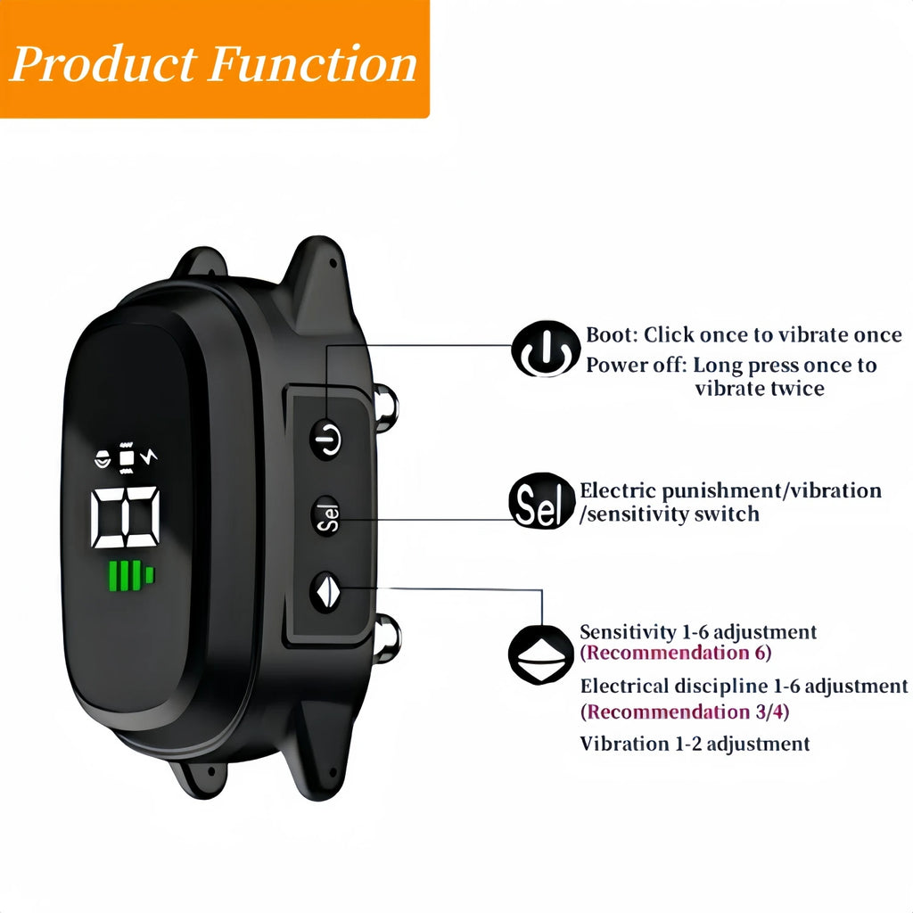 Waterproof Anti-Bark Collar - Vibration & Static Correction Training