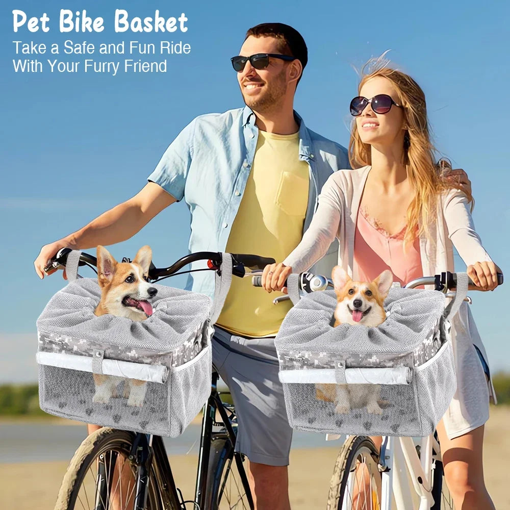 Expandable Pet Bike Basket - Soft-Sided Carrier with 4 Doors