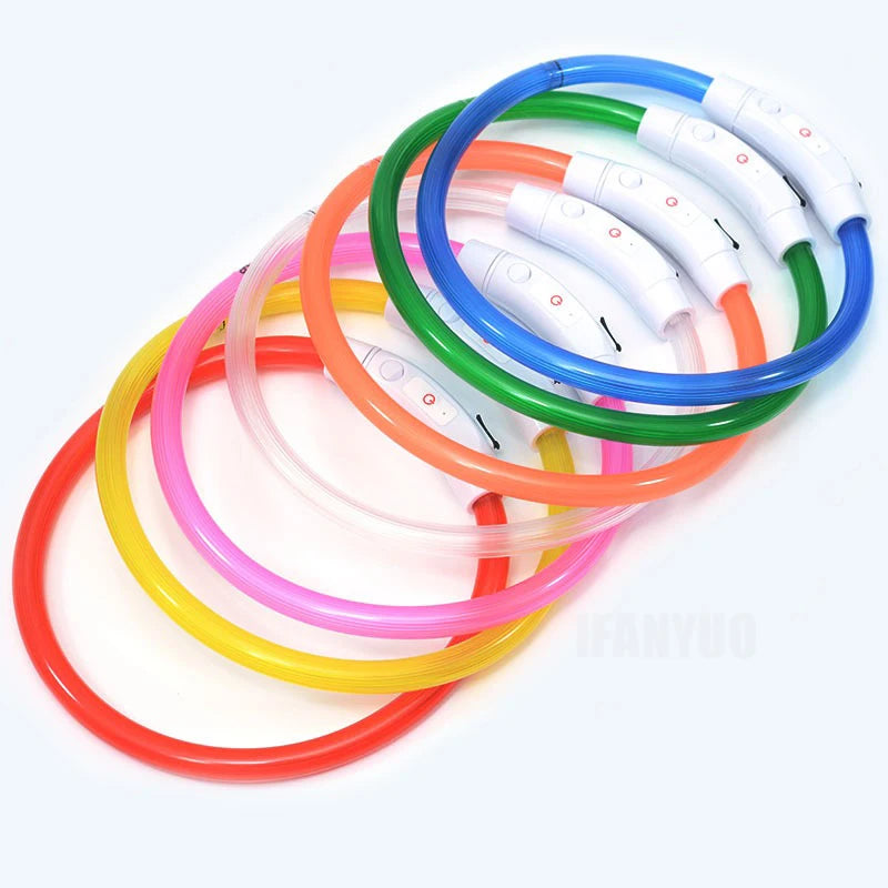 USB Rechargeable LED Dog Collar - 3 Mode Glow Collar for Night Safety