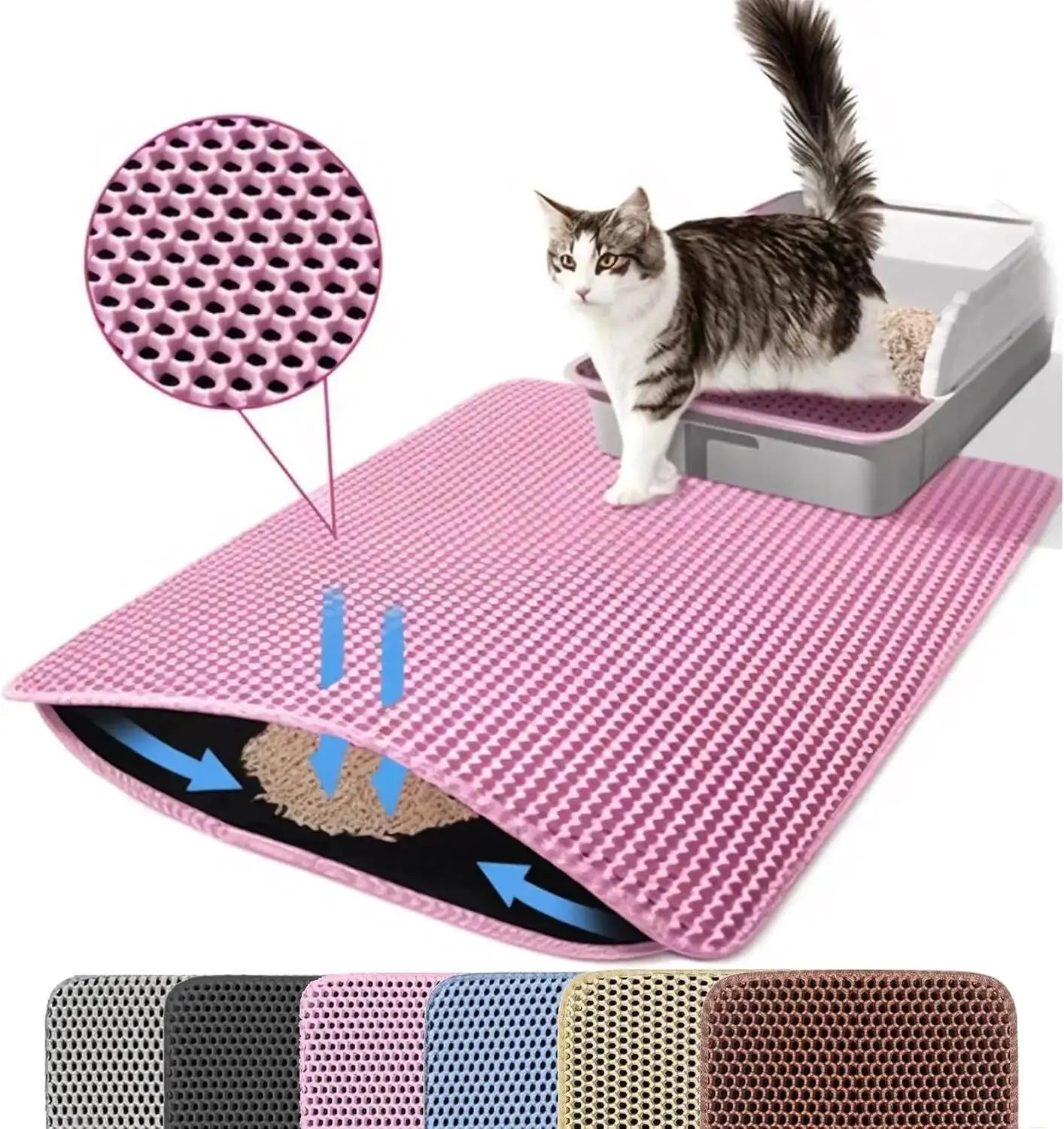 Honeycomb Cat Litter Mat - Double Layer Waterproof & Easy Clean Design