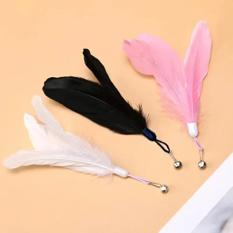 Cat Teaser Wand Toy – Bell & Replaceable Feather Interactive Stick