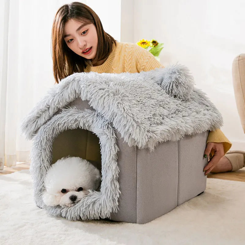 Medium Dog Kennel Bed – Soft Removable Winter Puppy House