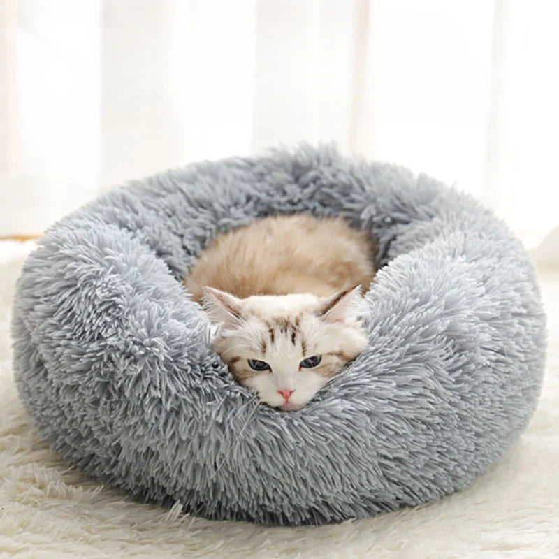 Plush Cat & Dog Nest – Warm Detachable Pet Bed for Winter