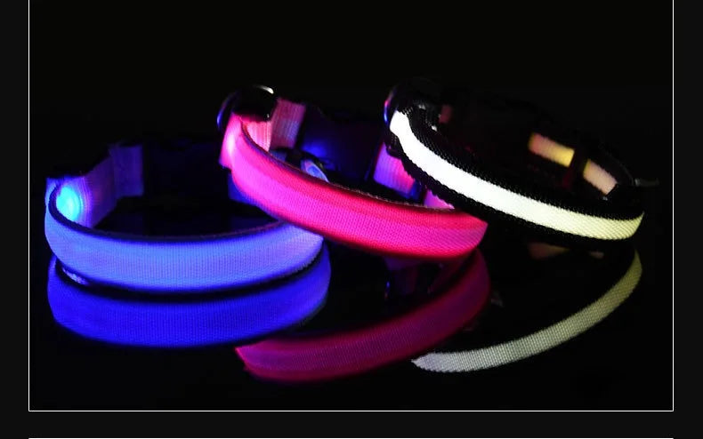 LED Dog Collar – Luminous Nylon Night Safety Collar for Pets