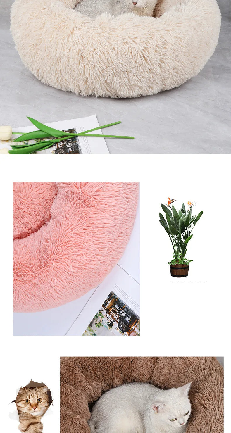 Plush Cat & Dog Nest – Warm Detachable Pet Bed for Winter