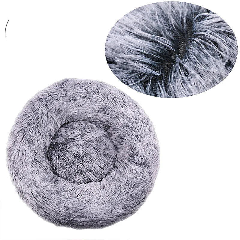 Round Plush Pet Bed – Soft Warm Dog & Cat Bed for Winter