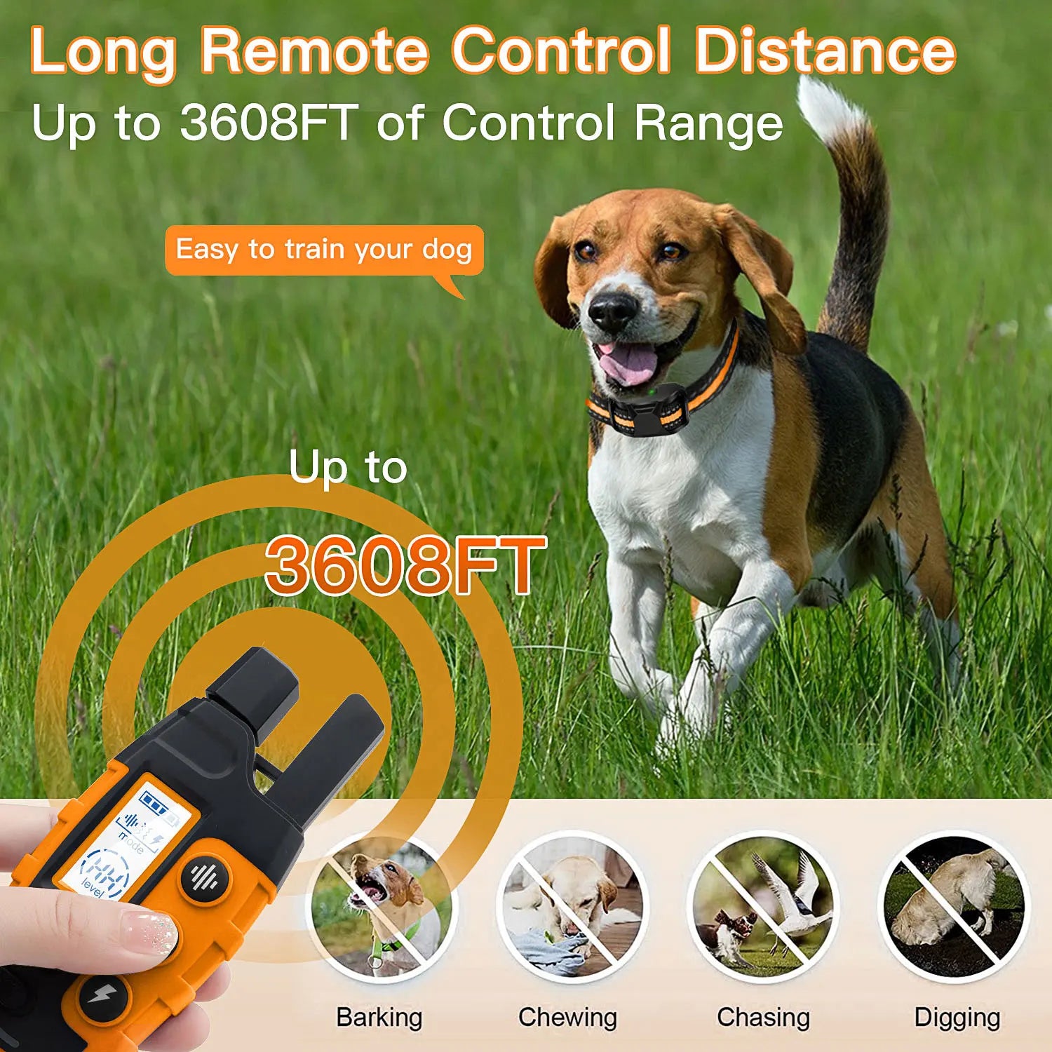 3300FT Dog Training Collar - Long Range Remote for 5-120lb Dogs