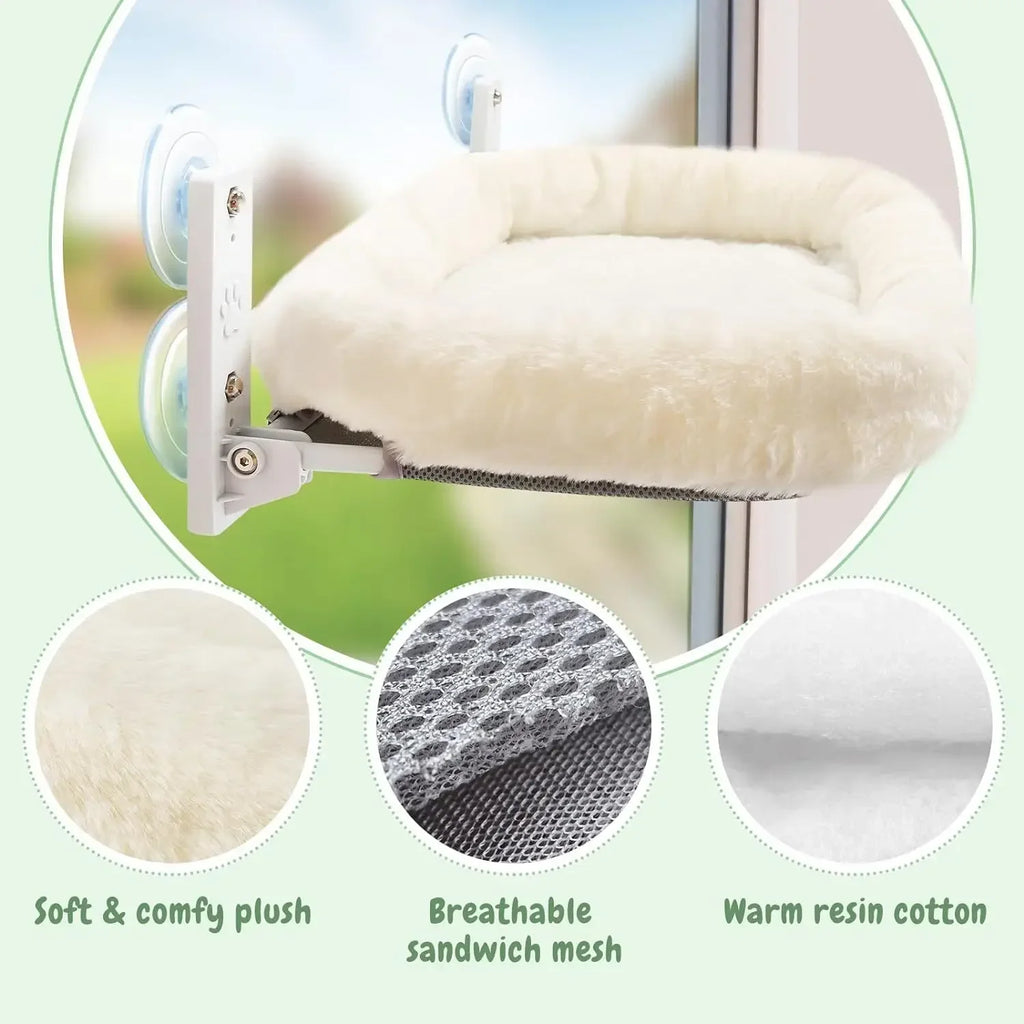 Window Cat Hammock - Suction Cup Mounted Sunbathing Perch