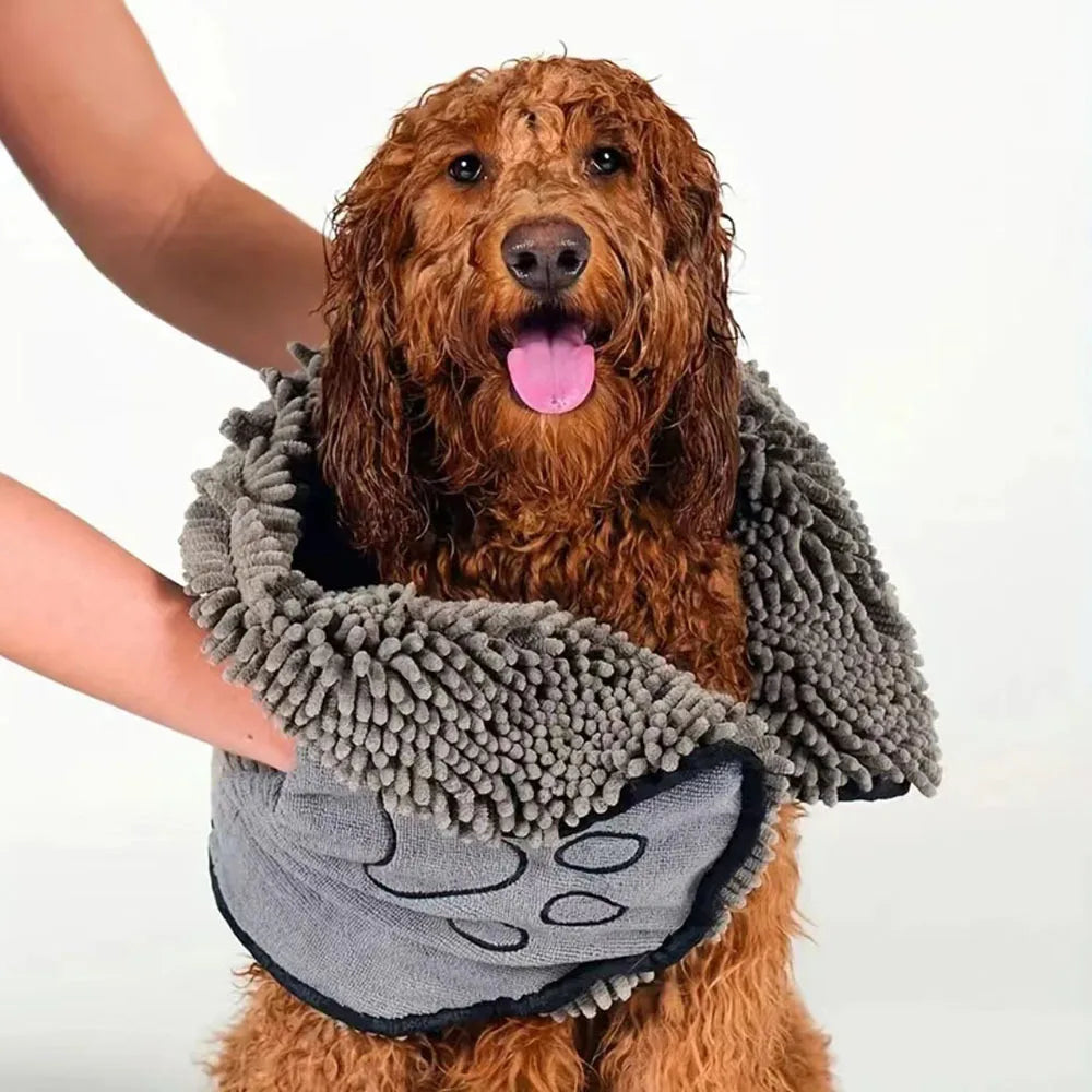 Super Absorbent Pet Bath Towel - Quick-Dry Chenille Dog & Cat Drying Towel